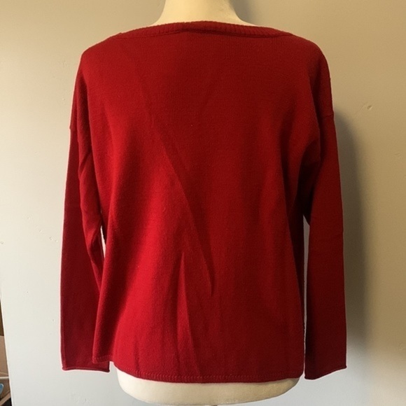 Eileen Fisher red sweater pullover shirt top  in size Small - Picture 5 of 9